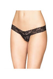 Black Scalloped Stretch Lace & Mesh Panty in OS