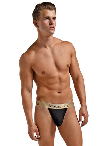 Black Rib Knit Micro Thong in XL