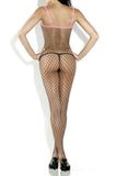 Diamond Net Bodystocking with Pink Straps in OSXL