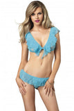 Lace Ruffle Crop Top & G-String Set in OS