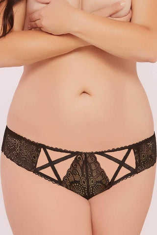 Classic Black Geo Galloon Lace Panty in 3X/4X