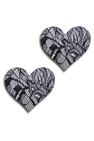 Black Lace Heart Pasties in OS
