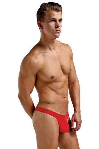 Red Silk Mini Pouch Thong in L