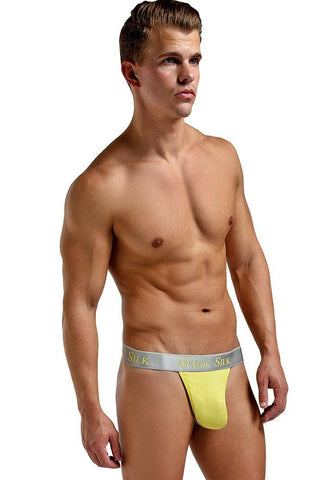Bright Yellow Silk Micro Thong in XL