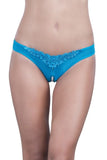 Teal Crotchless Pearl Thong in OS