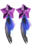 Sequin Star Nipple Covers with Feathers in Purple