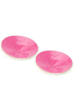 Round White Satin Nipple Covers with Pink Crystal Beading