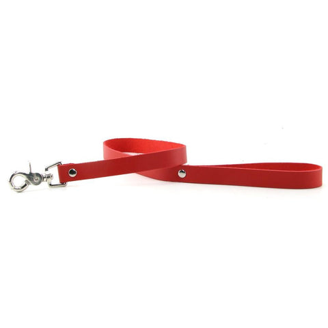 Bound Leather Leash in Red