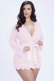 Eyelash Lace Robe & G-String Set in 3X/4X