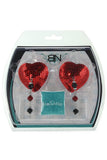 Sequin Heart Nipple Covers with Faceted Beads in Red