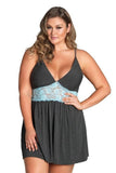 Heather Grey Flowy Nightie with Goddess Lace in 3X/4X