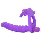 Double Penetrator Rabbit Cock Ring in Purple