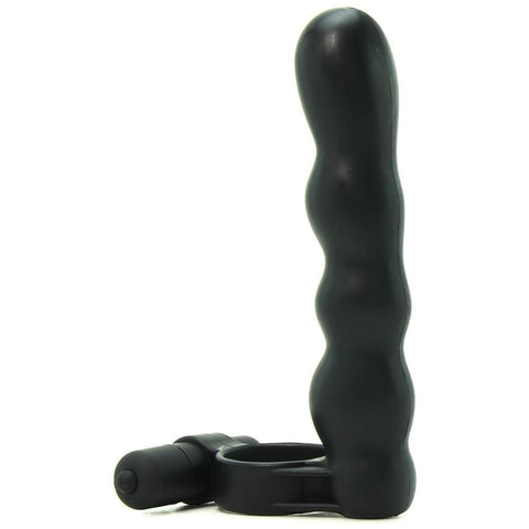 Posable Partner Double Penetrator Cock Ring in Black