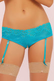 Tropical Turquoise Galloon Lace Panty with Garters in L