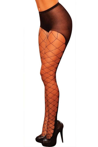 Diamond Net Opaque Peek-a-Boo Pantyhose in OS