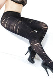 Slashed Black Opaque Pantyhose in OSXL