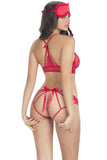 Strappy Lace Bralette, Panty & Eye Mask in OS