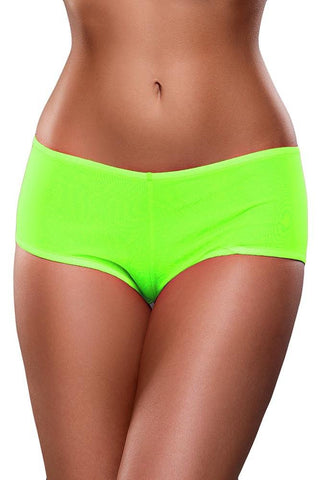 Neon Green, Blacklight Reactive Mesh Boy Short in S/M