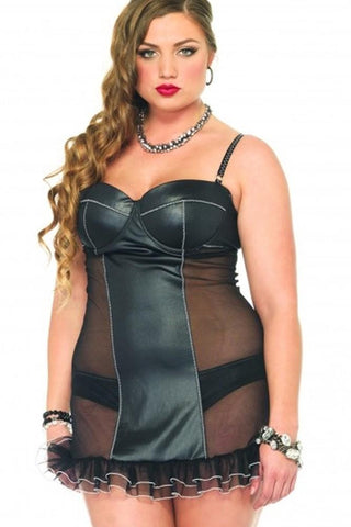 Mesh Underwire Chemise & Matching Panty in 1X/2X