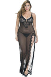 Eyelash Gown with Satin Detail & G-String Set in 2X