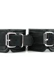 X-PLAY Chained Leather Wrist Cuffs in Black