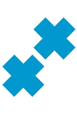 Neon Vinyl 'X' Pasties in Blue