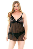 Tiffany Dot Mesh Babydoll & Panty in 2X