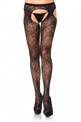 Gardenia Lace Suspender Hose in OS