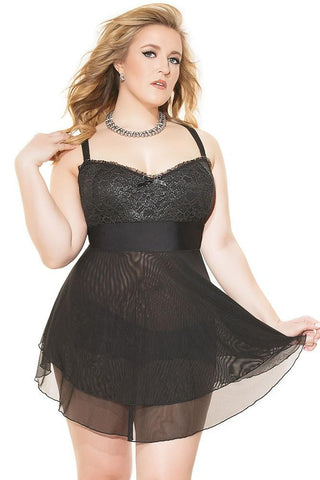 Double Layered Sheer Babydoll in 3X/4X