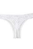 Bridal Crotchless Pearl Thong with Venise Detail in 1X/2X