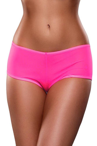 Neon Pink, Blacklight Reactive Mesh Boy Short in S/M