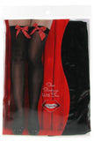 Sheer Bow-Top Thigh High Black & Red in OS
