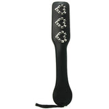Sex & Mischief Studded Heart Paddle in Black/Silver