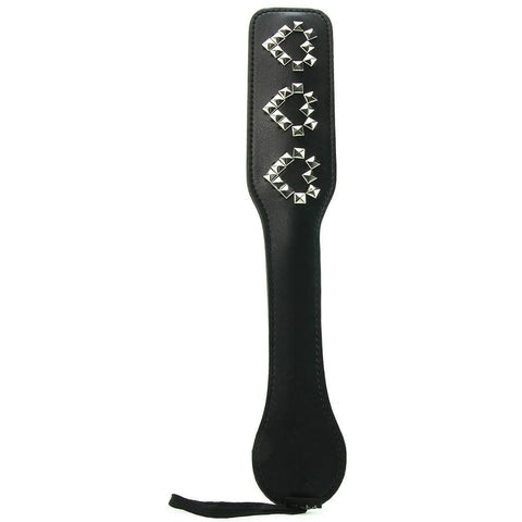 Sex & Mischief Studded Heart Paddle in Black/Silver