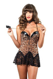 Animal Print Chemise, G-String, & Choker Leash in S