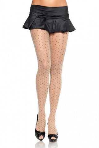 Sheer Contrast Woven Dot Pantyhose in OS
