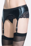 Wet Look Garter Belt with Lace Detail in OSXL