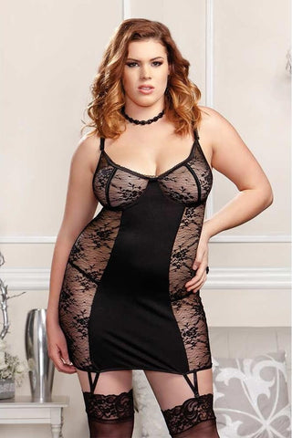 Soft Cup Chemise with Lace Overlay Cups in XL