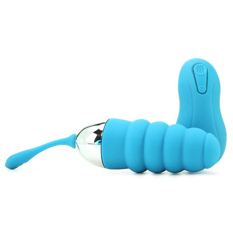 Twistty Wireless Contour Silicone Egg Vibe in Neon Blue