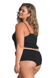 Black Rushed Jersey Knit Cami and Boyshorts in 3X/4X
