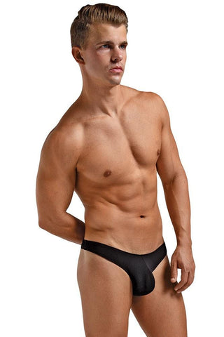 Black Rib Knit Mini Pouch Thong in XL