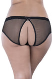 Backless Black Fishnet Hipster Panty in 1X/2X