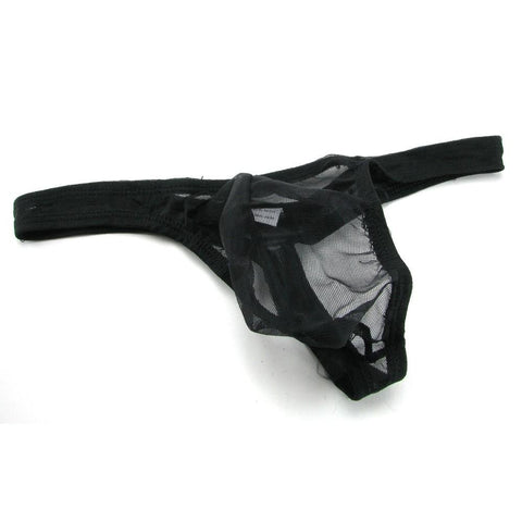 Adonis Men's Collection Black Mesh Thong in OS