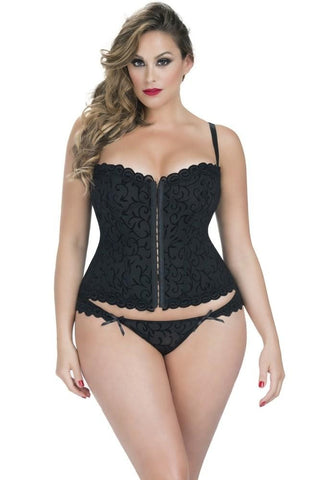 J'Adore Burnout Mesh Corset with Lace Up Detail in 2X
