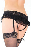 Black Lace Panty with Ruffled Skirt in OS
