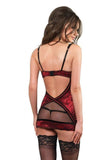 Red Mini Dress with Black Lace Trim in S