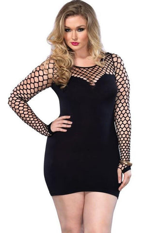 Seamless Mini Dress with Diamond Net Detail in OSXL
