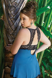 Flutter Teal Skirt and Black Lace Babydoll in OSXL