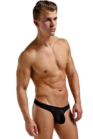 Black Silk Mini Pouch Thong in M