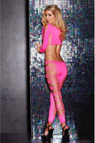 Fire Flame Pink Crop Top and Pant Set in OS